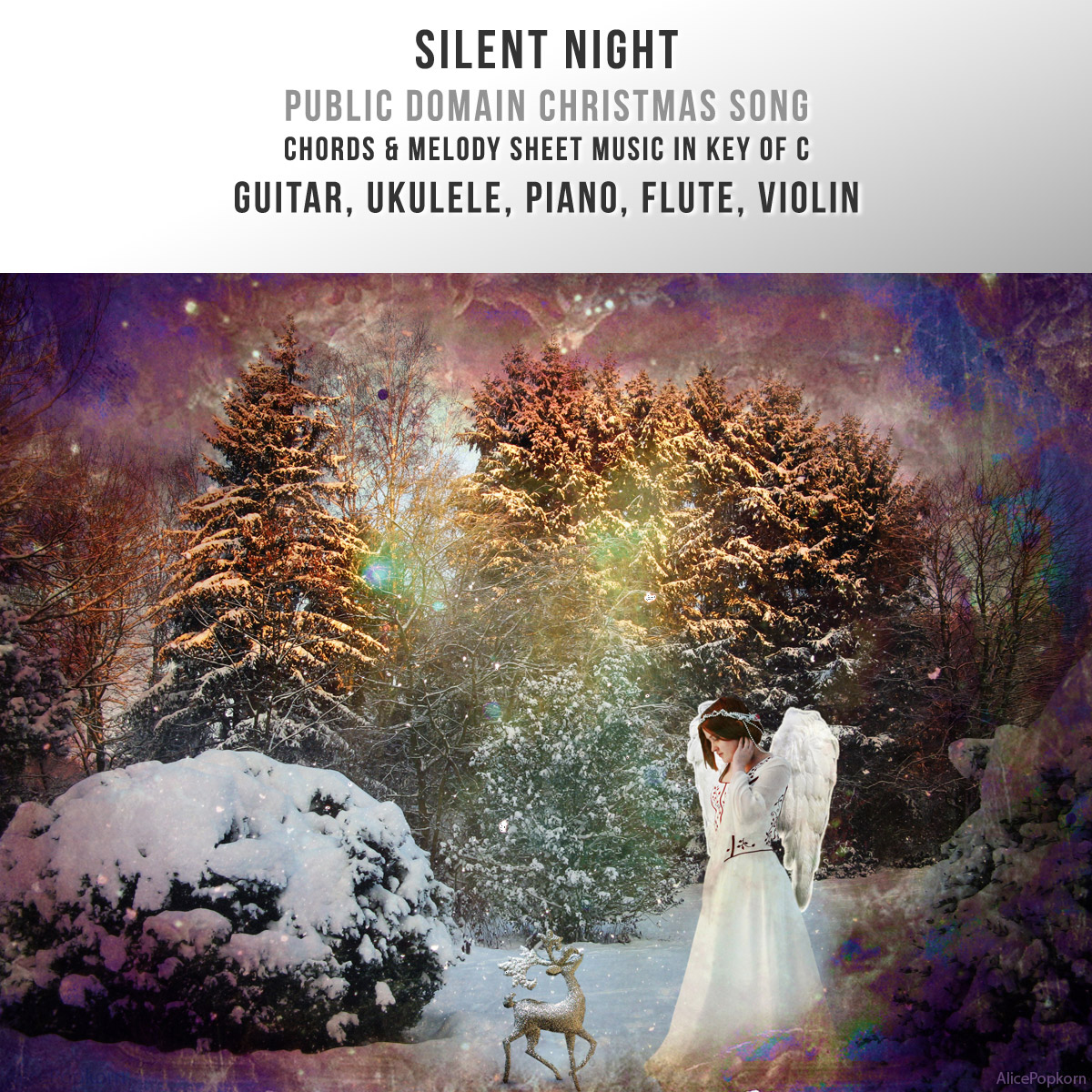 silent night c melody chords guitar ukulele piano violin flute learn guitar for free