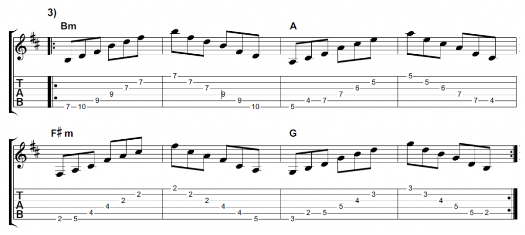 6 major and minor arpeggio practice exercises with Chord Progressions ...