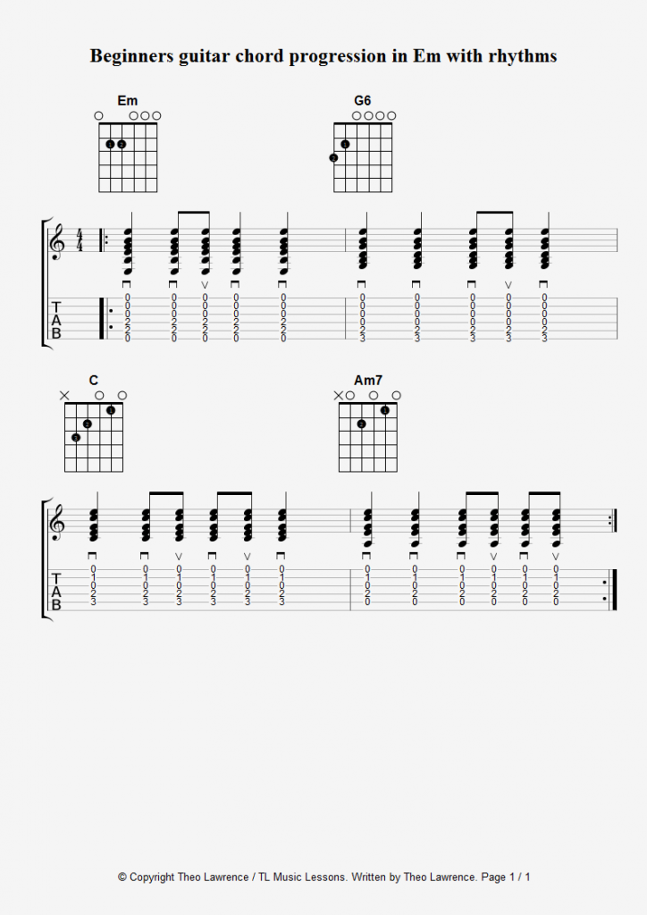 4 chord guitar progression pdf