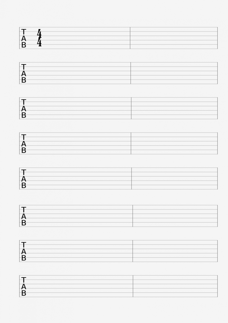 Blank Guitar Ukulele And Bass Sheet Music For Hand Writing Guitar Tab