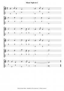 Silent Night in C – Melody and Chords – Guitar, Ukulele, Piano, Violin