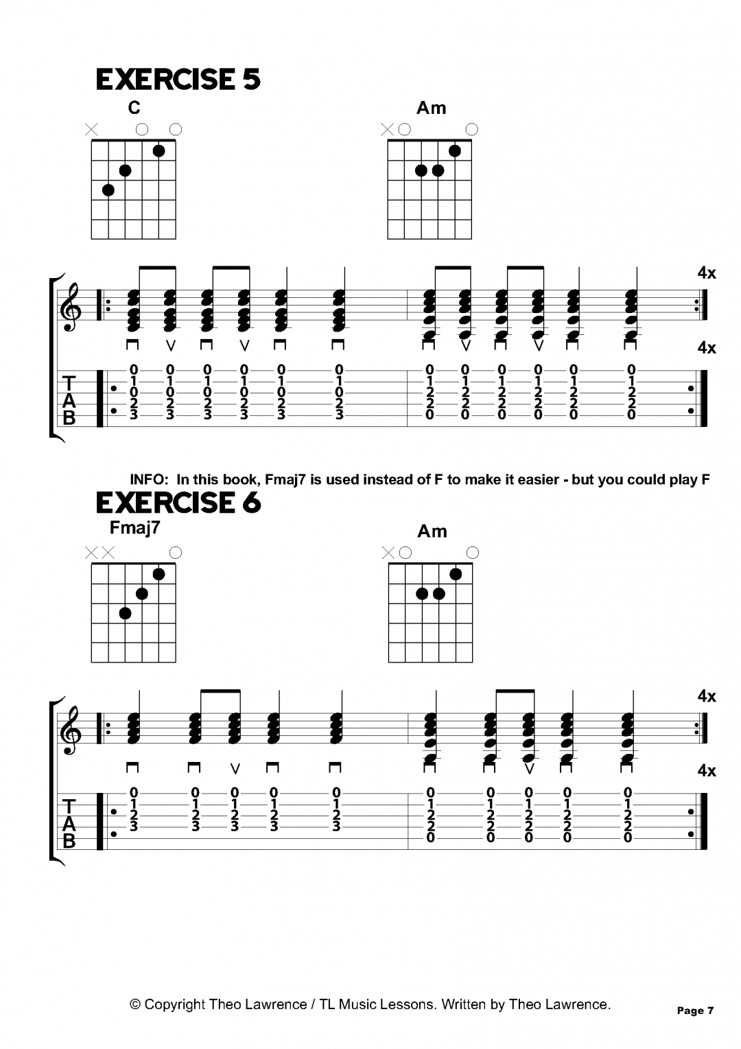 Exercises 5-6 – Inside The Book: 50 Acoustic Guitar Chord Exercises for Beginners