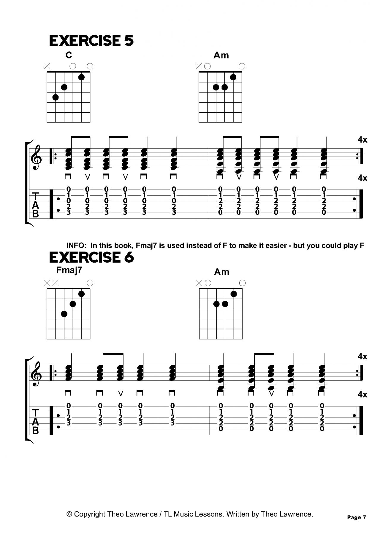 Exercises 5-6 – 50 Acoustic Guitar Chord Exercises – Beginners & Grade 1-2