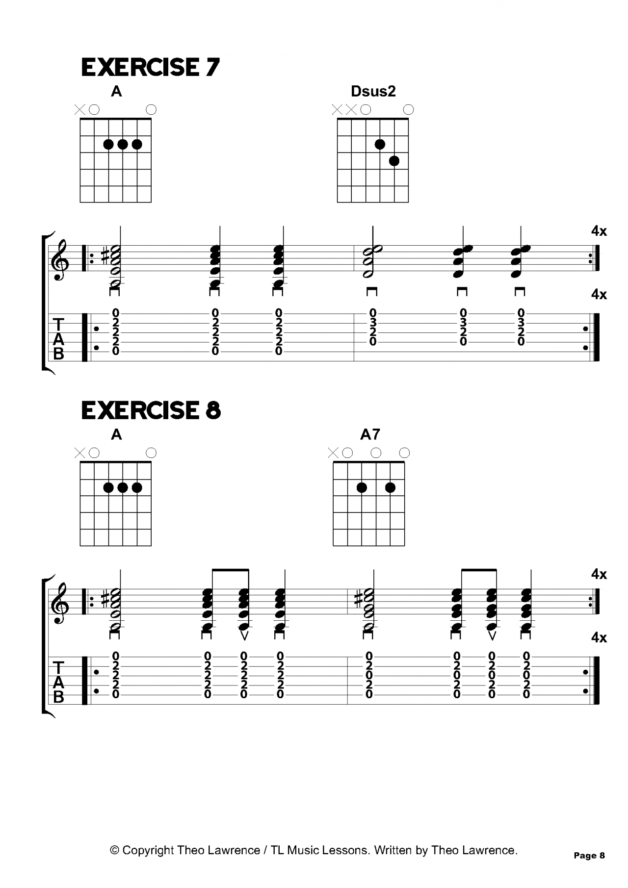 Exercises 7-8 - Inside The Book: 50 Acoustic Guitar Chord Exercises for Beginners