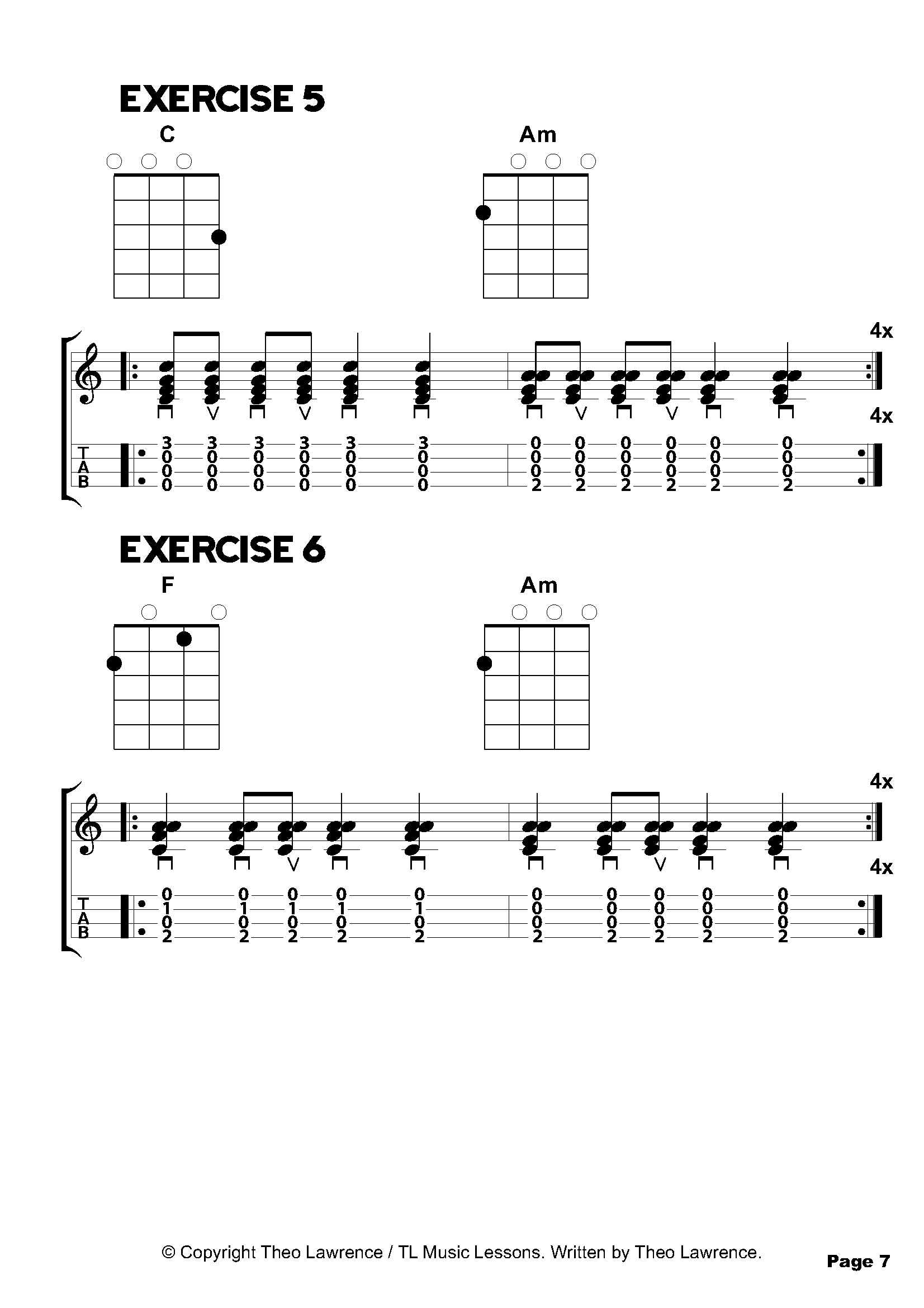 Beginners Ukulele Chord Exercises 5-6 of 50