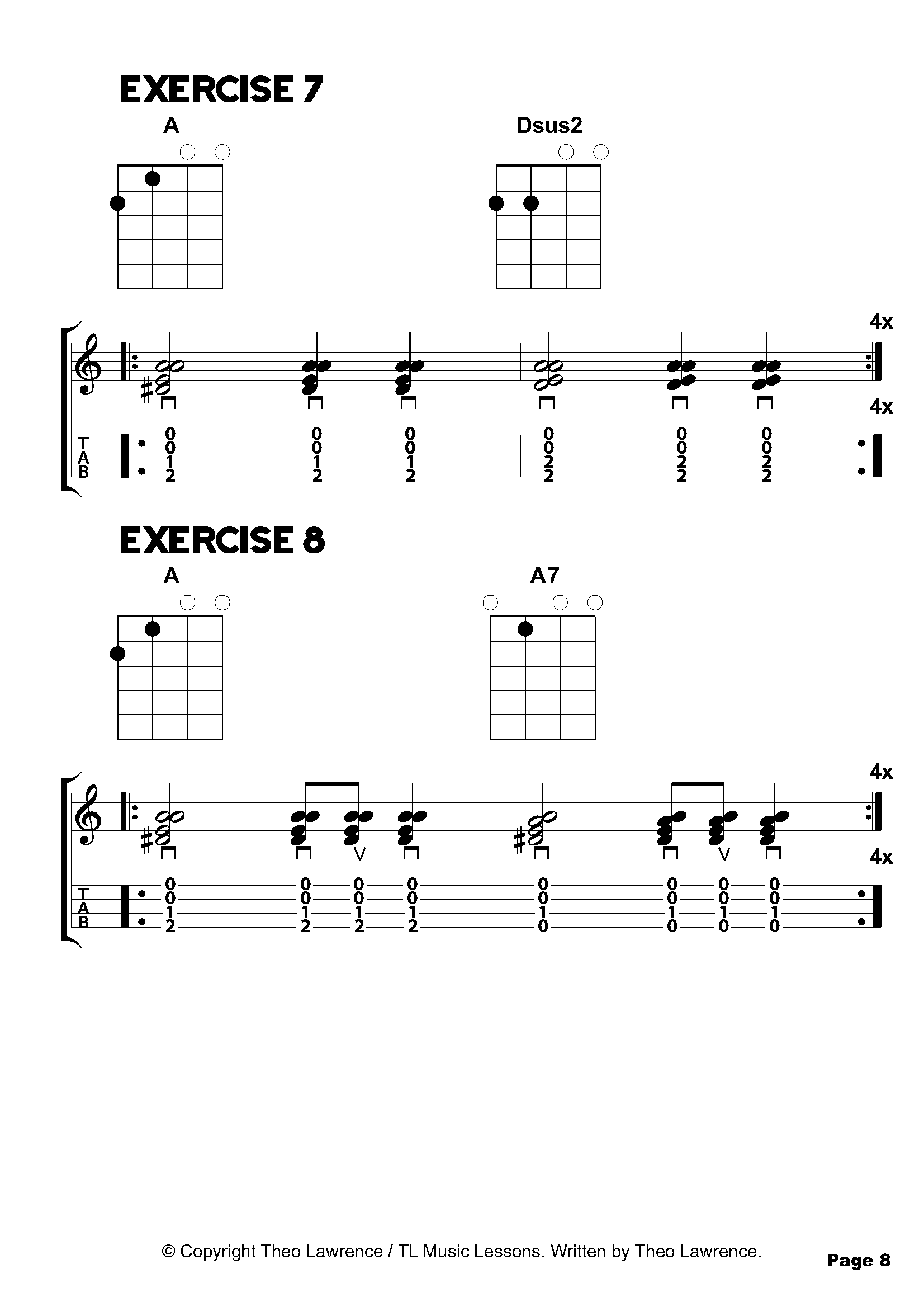 Exercises 7-8 – Inside The Book: 50 Ukulele Chord Exercises for Beginners