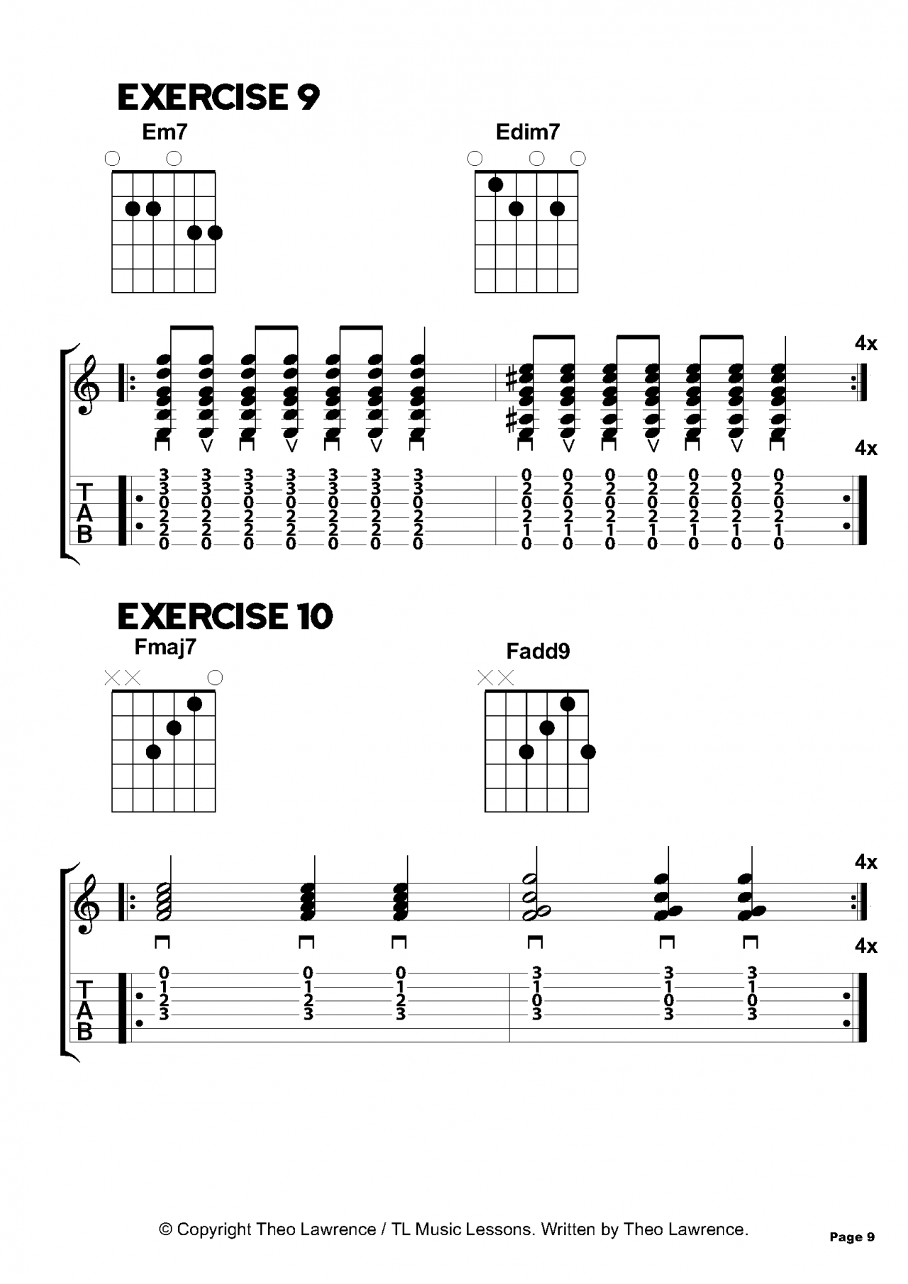 Exercises 9-10 - Inside The Book: 50 Acoustic Guitar Chord Exercises for Beginners