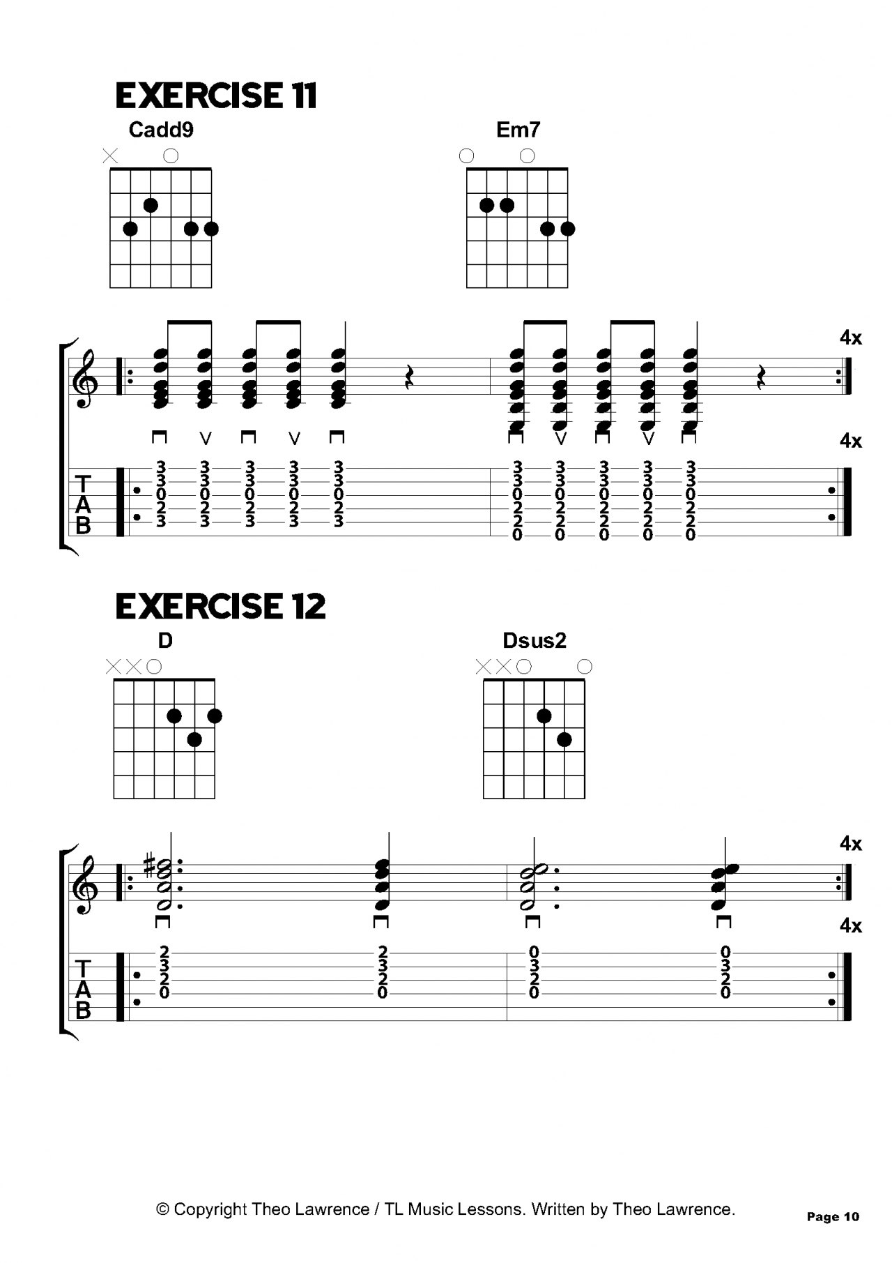 Learn Guitar For Free, beginners chords, inside the book, strumming rhythms, chord exercises, chord progressions, chords