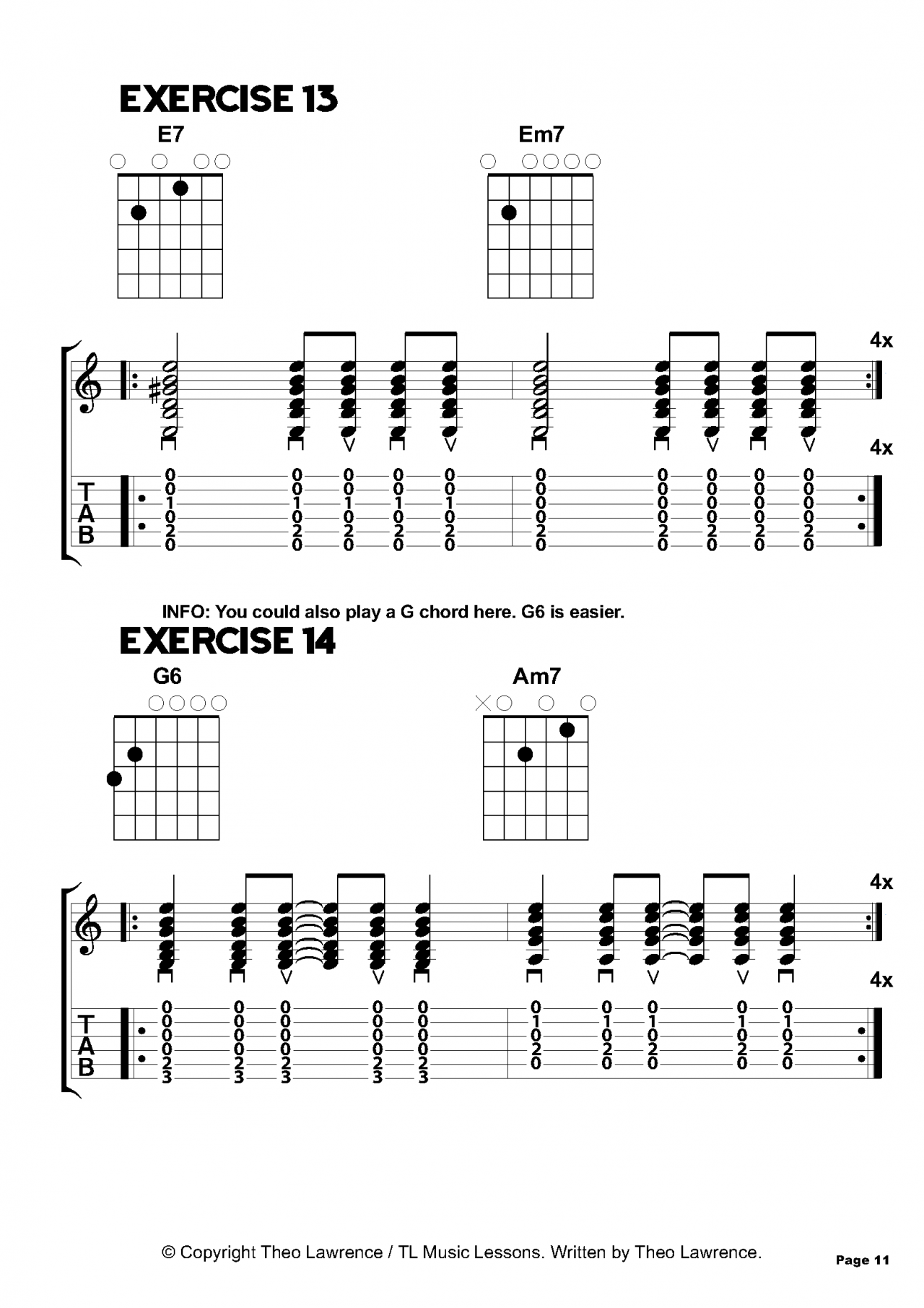 Learn Guitar For Free, beginners chords, inside the book, strumming rhythms, chord exercises, chord progressions, chords